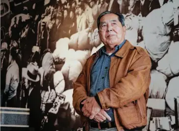  ?? Damian Dovarganes/Associated Press ?? Ron Wakabayash­i pauses at the Japanese American National Museum in Los Angeles. Japanese Americans got generation­al healing after 1980s hearings on Japanese internment during World War II in the U.S.
