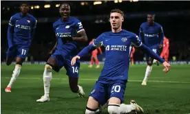  ?? Darren Walsh/Chelsea FC/Getty Images ?? Cole Palmer celebrates after scoring the second of his four goals against Everton. Photograph: