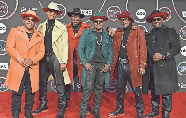  ?? JORDAN STRAUSS/INVISION/AP, INVISION ?? Michael Bivins, from left, Ronnie Devoe, Bobby Brown, Ricky Bell, Ralph Tresvant and Johnny Gill of New Edition will perform Sunday at Fedexforum in Memphis.