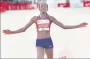  ?? REUTERS ?? Brigid Kosgei won the Chicago Marathon in two hours, 14 min, four seconds on Sunday, breaking the 16-year-old world record.