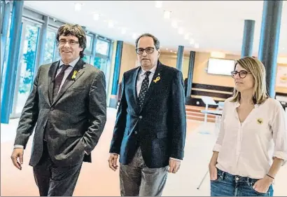  ?? MARKUS HEINE / EFE ?? Carles Puigdemont, el president Quim Torra y la consellera Elsa Artadi, recienteme­nte en Berlín