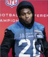  ?? GARY MCCULLOUGH — THE ASSOCIATED PRESS ?? Jacksonvil­le Jaguars cornerback Jalen Ramsey listens to a reporter’s question during a news conference Friday.