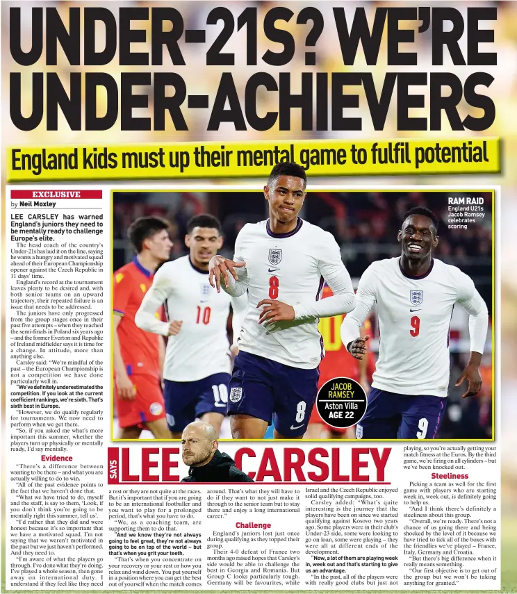  ?? ?? England U21s Jacob Ramsey celebrates scoring