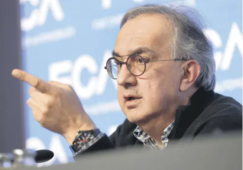  ??  ?? Former Fiat Chrysler Automobile­s CEO Sergio Marchionne speaks during a media conference in Balocco, northern Italy, June 1, 2018.