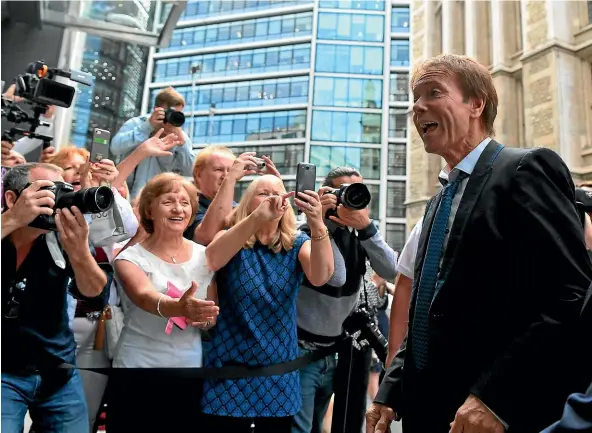  ?? AP ?? Sir Cliff Richard outside the court where he won a privacy case against the BBC.