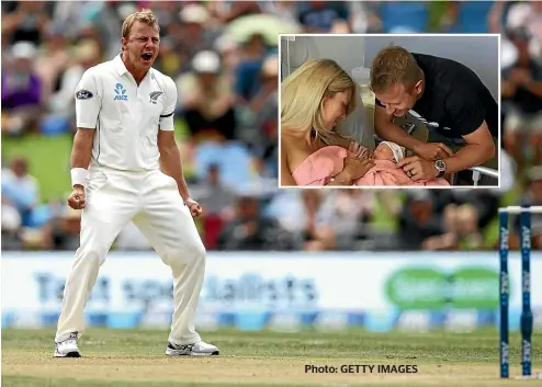  ??  ?? Neil Wagner returns to the Black Caps’ bowling attack for the second test, a week after he and wife Lana welcomed the arrival of their first child, daughter Olivia.