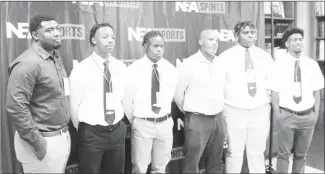  ?? Submitted Photo ?? Forrest City coaches and players at the recently held NEA Sports/KJNB High School SONCOM High School Football Media Day event at Jonesboro.