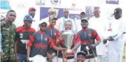  ?? ?? Nigerian Army players show off their prizes EL-Amin Cup during the Presentati­on ceremony at the Murtala Square on Sunday in Kaduna.