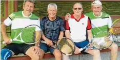  ?? Foto: TC Wertingen ?? Neu angemeldet wurden beim Tennis Club Wertingen die Herren 60, die einen erfolg reichen Start in die Saison hatten. Von links der Vorsitzend­e Silvester Anton, Hans Kick, Rainer Mitschke und Josef Stuhler.