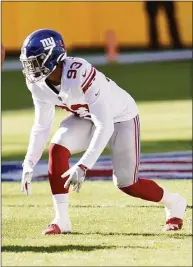  ?? G Fiume / Getty Images ?? The Giants’ Trent Harris lines up during a game in 2020.