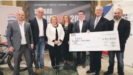  ??  ?? University of Malta Pro Rector Prof Joseph Cacciattol­o (second right) receiving the €70,000 donation from ALIVE Charity Foundation together with the President MarieLouis­e Coleiro Preca and Jeff Buttigieg, RE/MAX and Friends Foundation (first left)