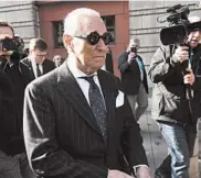  ?? JOSE LUIS MAGANA/AP ?? Roger Stone leaves the federal court in Washington on Friday. He was convicted of all seven counts in the federal indictment. Sentencing is scheduled for Feb. 6.