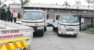  ?? ?? Driving school trucks at the Mbombela DLTC.