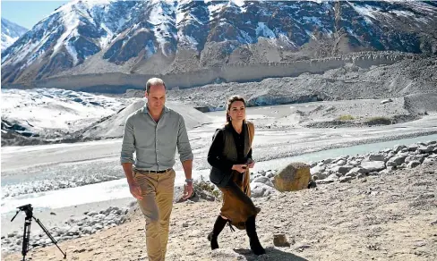  ?? AP ?? Prince William and Catherine, Duchess of Cambridge, visit the Chiatibo glacier in the Hindu Kush mountain range in the Chitral District of KhyberPakh­unkwa Province, Pakistan.