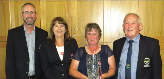  ??  ?? John Barry Captain, Maura Murphy Lady Captain, Captain’s Prize winner Joanne Bhamvra and Sean Daly President at Kenmare Golf Club