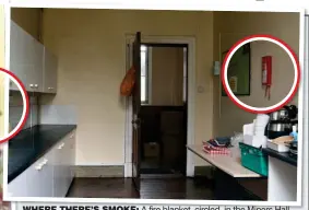  ?? ?? WHERE THERE’S SMOKE: A fire blanket, circled, in the Miners Hall kitchen looks exactly like the one behind Sir Keir in the ‘Beergate’ video