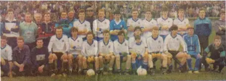  ??  ?? The Knocknagre­e team which defeated Deel Rovers (Milford) to win the Co Junior Football final of 1991, played in Kanturk .