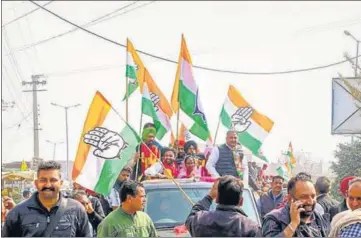  ?? HT PHOTO ?? Punjab cabinet minister Vijay Inder Singla during a victory procession on Wednesday.