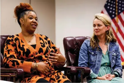  ?? Photograph: Butch Dill/AP ?? Latorya Beasley tells her story of her appointmen­ts being cancelled during a panel discussion hosted by HHS secretary Xavier Becerra with families affected by the Alabama supreme court decision.