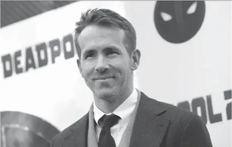  ?? THE ASSOCIATED PRESS ?? Ryan Reynolds recently spoke about his anxiety and says talking about it, in a culture of pervasive “toxic masculinit­y,” helped.