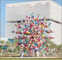  ?? ?? Commission­ed by Qatar Foundation (QF), the eye-catching installati­on placed at the Green Spine in Education City is an engineerin­g feat.