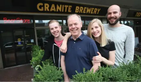  ?? VINCE TALOTTA PHOTOS/TORONTO STAR ?? Ron Keefe and his children Dave, left, Mary Beth and Sam in front of the Granite Brewery he started 25 years ago.