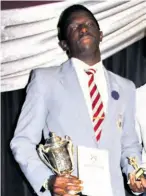  ??  ?? Best senior rugby player of the year award was presented to Sithembiso Mthihare, who also represente­d the Sharks U18 Country Districts Team