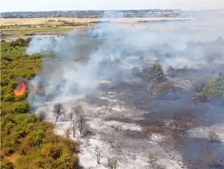  ?? Pic: Luke Channings/pa ?? The scene after a fire at Dartford Marshes on the edge of London during the UK’S July heatwave