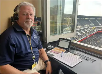  ?? Jason Mackey/Post-Gazette ?? Guy Junker, who turns 68 on Sunday, is in his second year as the full-time public address announcer at PNC Park — and loving every second of it.