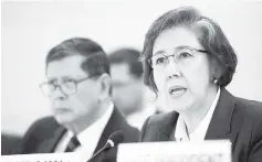  ?? — Reuters photo ?? Lee (right) gives her report next to Darusman, during the Human Rights Council at the United Nations in Geneva.