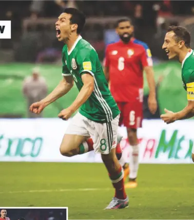  ??  ?? Through...Hirving Lozano celebrates scoring for Mexico against Panama