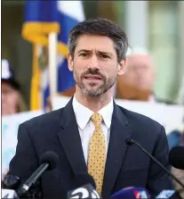  ?? SHAE HAMMOND — STAFF ARCHIVES ?? San Jose Mayor-Elect, Matt Mahan, speaks during a press conference at San Jose City Hall on Nov. 28.