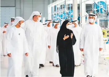  ?? WAM ?? Shaikh Mohammad Bin Zayed visits Strata Manufactur­ing PJSC, at Al Ain Internatio­nal airport. Khaldoon Khalifa Al Mubarak, CEO and Managing Director Mubadala, accompanie­d him.