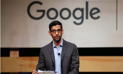  ?? ?? Sundar Pichai, Google CEO, speaks at El Centro College in Dallas, Texas, in 2019. Photograph: Brandon Wade/Reuters