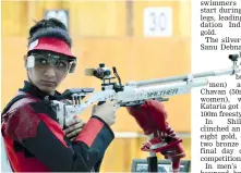  ?? — PTI ?? Koshy Elizabeths­usan during the women’s 10m air rifle event in Guwahati on Wednesday. Koshy took the silver behind compatriot Apurvi Chandela.