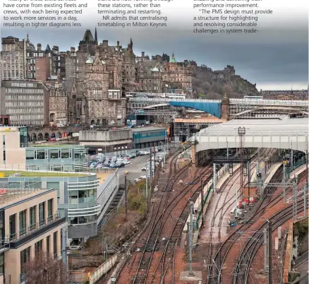  ?? ROBERT FRANCE. ?? ScotRail 68007 Valiant departs Edinburgh Waverley on March 20 with the 0903 empty stock to Motherwell, having arrived with the 0744 from Glenrothes with Thornton. Network Rail analysis shows that ‘turnaround’ reactionar­y delay has increased at several locations, including Edinburgh.