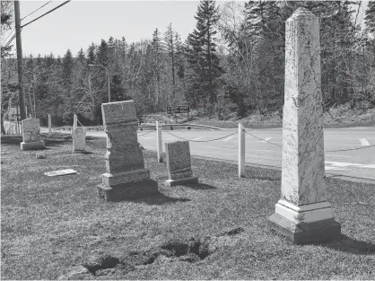  ?? ALISON JENKINS/LOCAL JOURNALISM INITIATIVE REPORTER ?? The mystery stone was taken from the Cavendish Community Cemetery for repairs late in 2019.