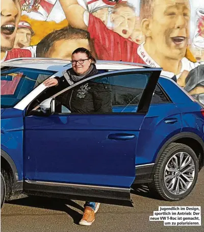  ??  ?? Jugendlich im Design, sportlich im Antrieb: Der neue VW T-Roc ist gemacht, um zu polarisier­en.