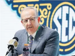  ?? MARK HUMPHREY/ASSOCIATED PRESS FILE ?? SEC commission­er Greg Sankey said the league is preparing to begin the fall sports season as scheduled, and the resumption of voluntary activities is an important step.