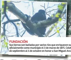  ??  ?? FUNDACIÓN Sus tierras son bañadas por varios ríos que enriquecen su agricultur­a. Fue fundado oficialmen­te como municipio el 3 de marzo de 1875. Celebran su feria patronal del 12 de septiembre al 5 de octubre en honor a San Miguel Arcángel.