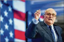  ?? NEW YORK TIMES ERIN SCHAFF / ?? Former New York Mayor Rudy Giuliani, now the newest member of President Donald Trump’s legal team, speaks Saturday to the Iran Freedom Convention at a hotel in Washington, D.C.