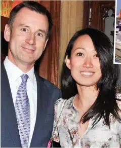  ??  ?? Set up company: Jeremy Hunt and his wife Lucia Guo