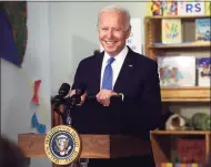  ?? Ned Gerard / Hearst Connecticu­t Media ?? Biden speaks during a visit to the Capitol Child Developmen­t Center in Hartford on Friday.