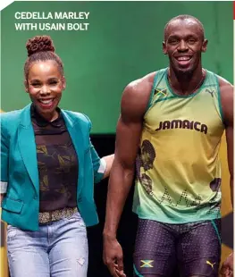  ?? AFP ?? CEDELLA MARLEY WITH USAIN BOLT