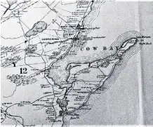  ?? ?? A.F. Church’s 19th century maps are a valuable source of genealogic­al informatio­n. This map of Cow Bay in 1877 details who lived there at the time and where they lived.