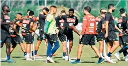  ??  ?? Napoli players during training in this file picture.