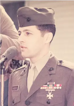  ?? FAMILY PHOTO ?? Ronald Ridgeway addresses the public in 1973, shortly after his release from PoW camps in Vietnam, where he got malaria and dysentery and was beaten and tied up during interrogat­ions.