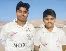  ??  ?? Marc Mathews and Arjun Swamy of MCCC Blue Under-13 team