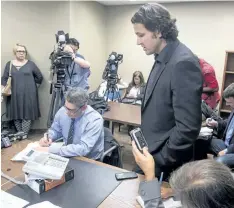  ?? ANDREW VAUGHAN/CANADIAN PRESS ?? Surgeon Alex Mitchell speaks during a conference call at a deportatio­n hearing for Fliss Cramman by the Immigratio­n and Refugee Board of Canada at the Dartmouth General Hospital in Dartmouth, N.S., on Friday.