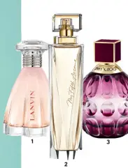  ??  ?? (1) Lanvin Modern Princess Eau Sensuelle EDP 60ml R795 (2) Elizabeth Arden My Fifth Avenue EDP 125ml R445 (3) Jimmy Choo Fever EDP 60ml R1 110 ➻